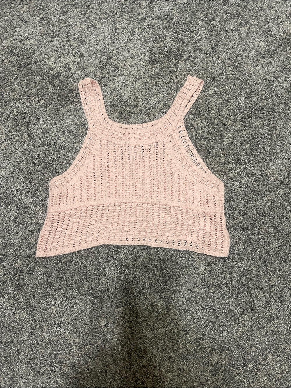 Knit Pink Cropped Tank Top - Women